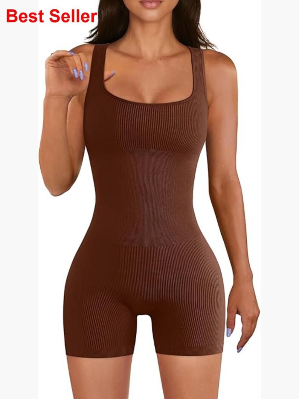 Long Sleeve Workout Jumpsuit, Nylon Elastane Seamless Bodysuit